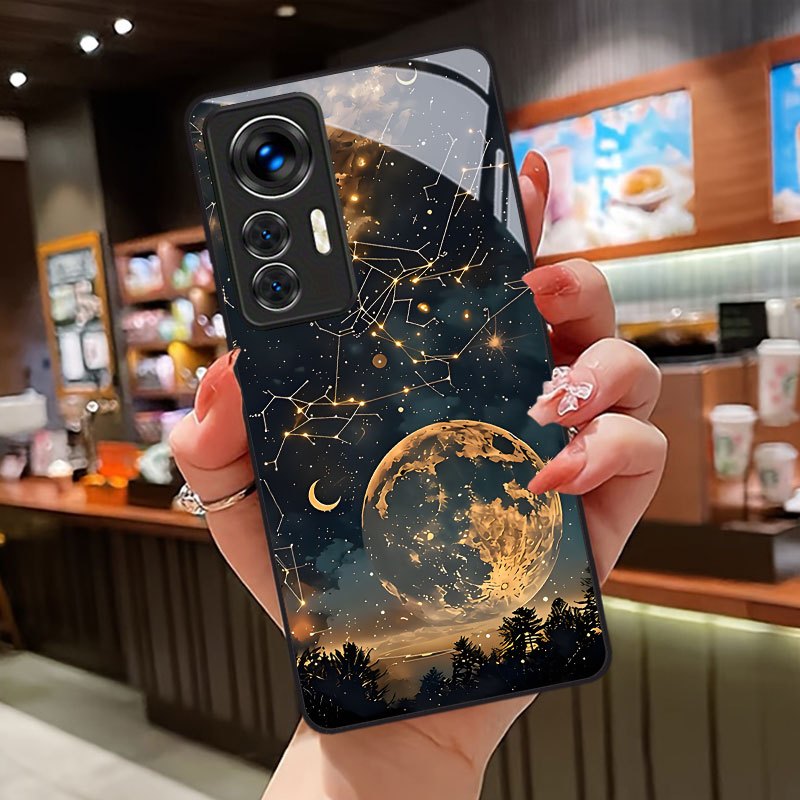Phone Cases Xiaomi 15 - Dark blue moon constellation pattern glass